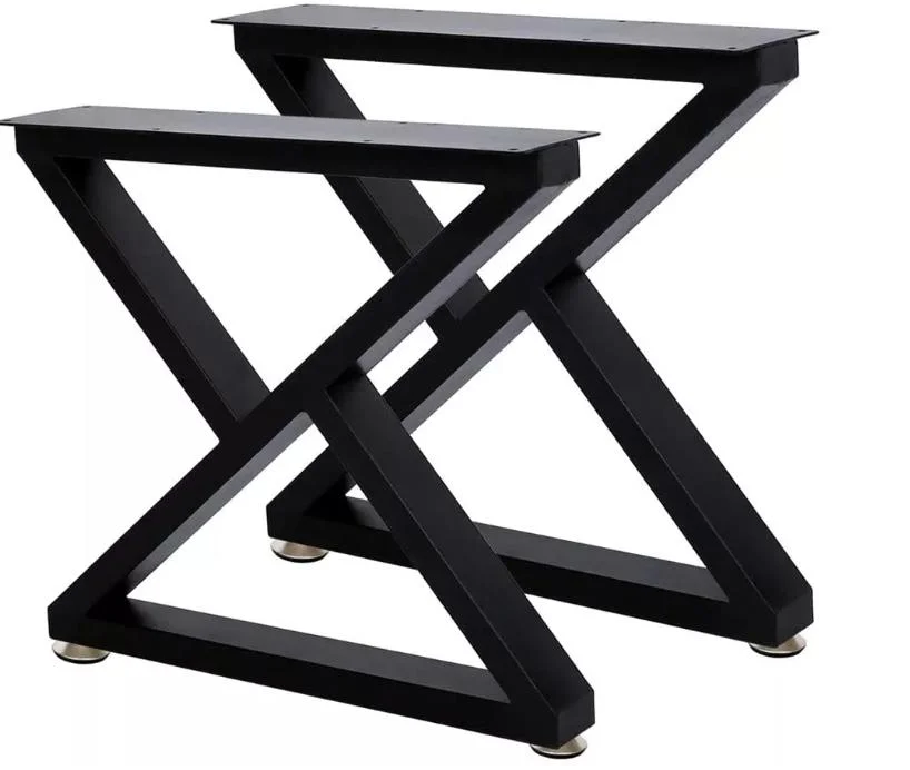 Customized OEM/ODM Furniture Table Bases Leg Trapezoid Industrial Square Metal Heavy Duty Wrought Iron Black Modern Coffee Dining Bench Table Legs Made in China