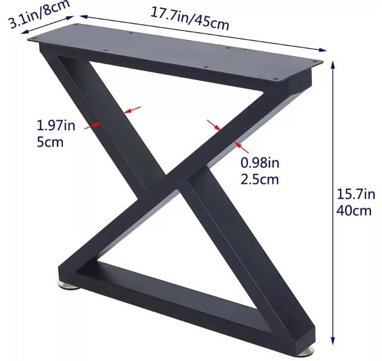 Customized OEM/ODM Furniture Table Bases Leg Trapezoid Industrial Square Metal Heavy Duty Wrought Iron Black Modern Coffee Dining Bench Table Legs Made in China