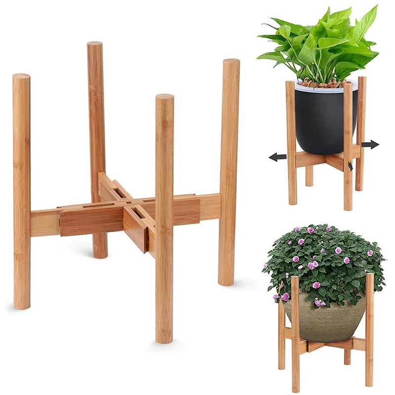 Bamboo Adjustable Flowers Rack Plant Stand